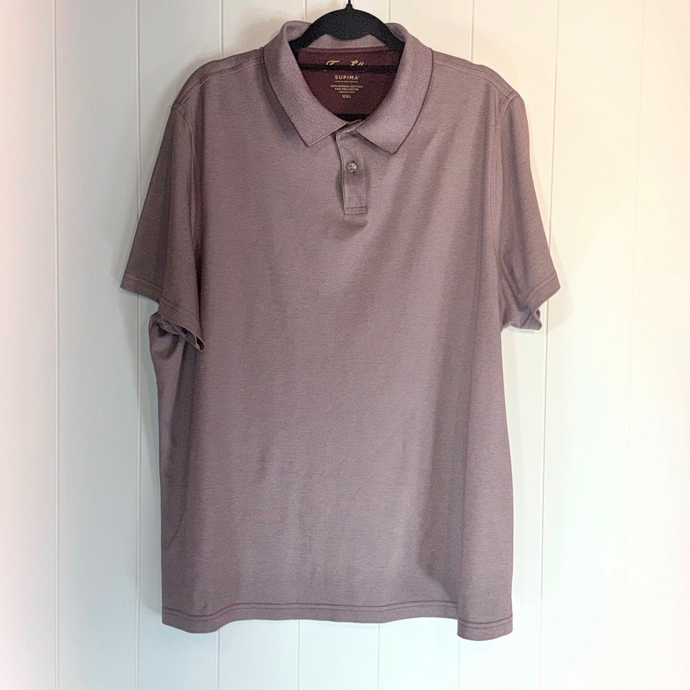 Tasso Elba Mens Supima Cotton Blend Polo Shirt XXL Burgundy Mauve Micro Pattern